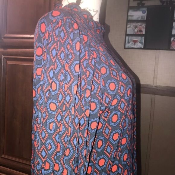 Zara Women Blue Red Triangles Cinched Sleeve Waist Extra Large - Picture 13 of 16